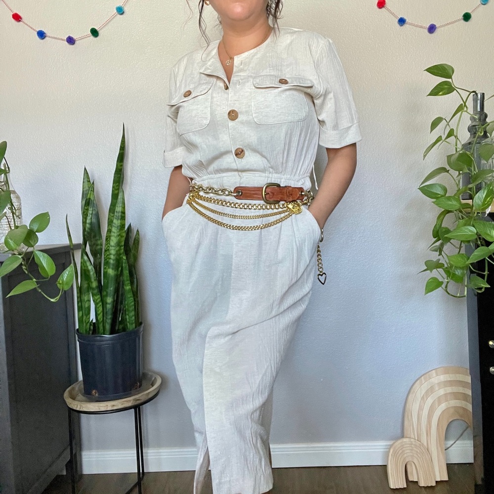 VTG 80s Lady Carol of New York Linen Dress
